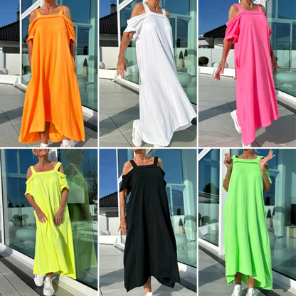 Spécials Été 💃 Robe Longue Décontractée Femme Épaules Dénudées