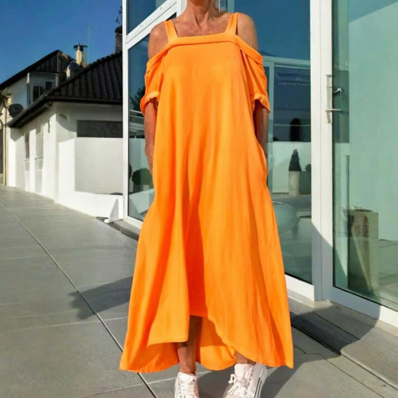 Spécials Été 💃 Robe Longue Décontractée Femme Épaules Dénudées