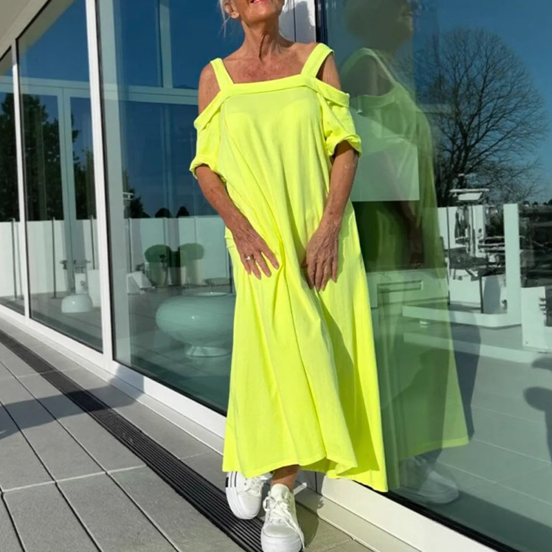 Spécials Été 💃 Robe Longue Décontractée Femme Épaules Dénudées